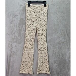 Ellison Pants Womens Large Crochet Flare Boho Lined Wide Leg Festival TP9732-6